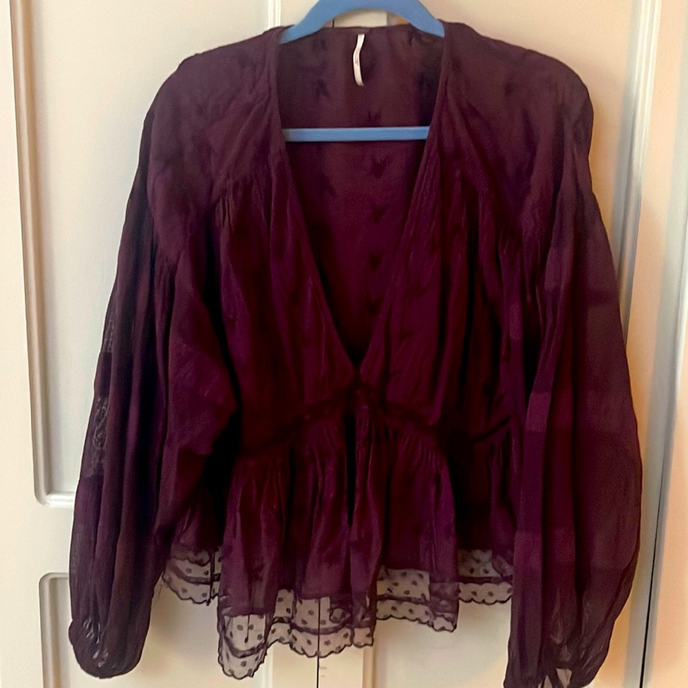 Free people maroon berry colored blouse